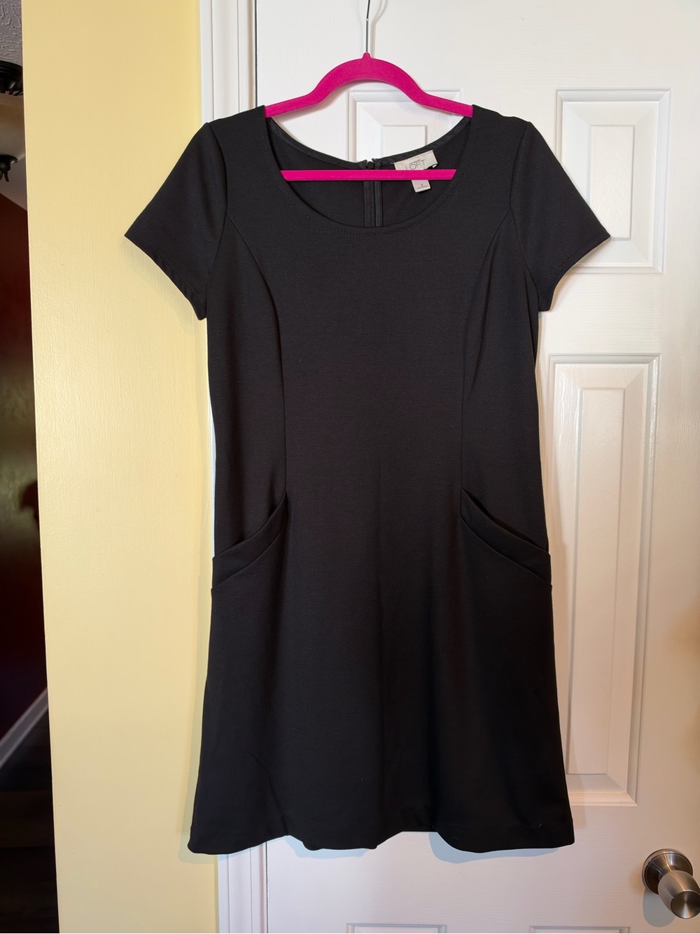 LOFT Black Short-Sleeve A-Line Dress